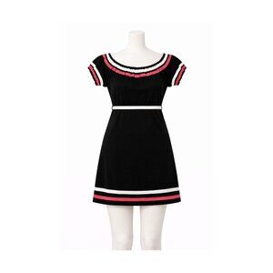 Sourpuss Black Pink & White Trim "Surly Girl" Dress Retro Stripes LBD Soft Comfy
